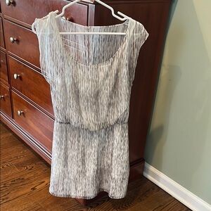 Gray and White Sleeveless Dress